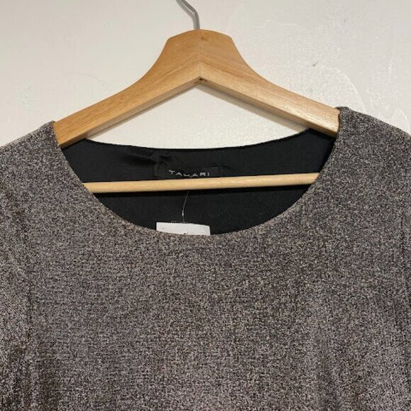 Tahari Metallic Bronze Long-sleeve Women's Ruched Mini Dress Size S NWT - Picture 4 of 12